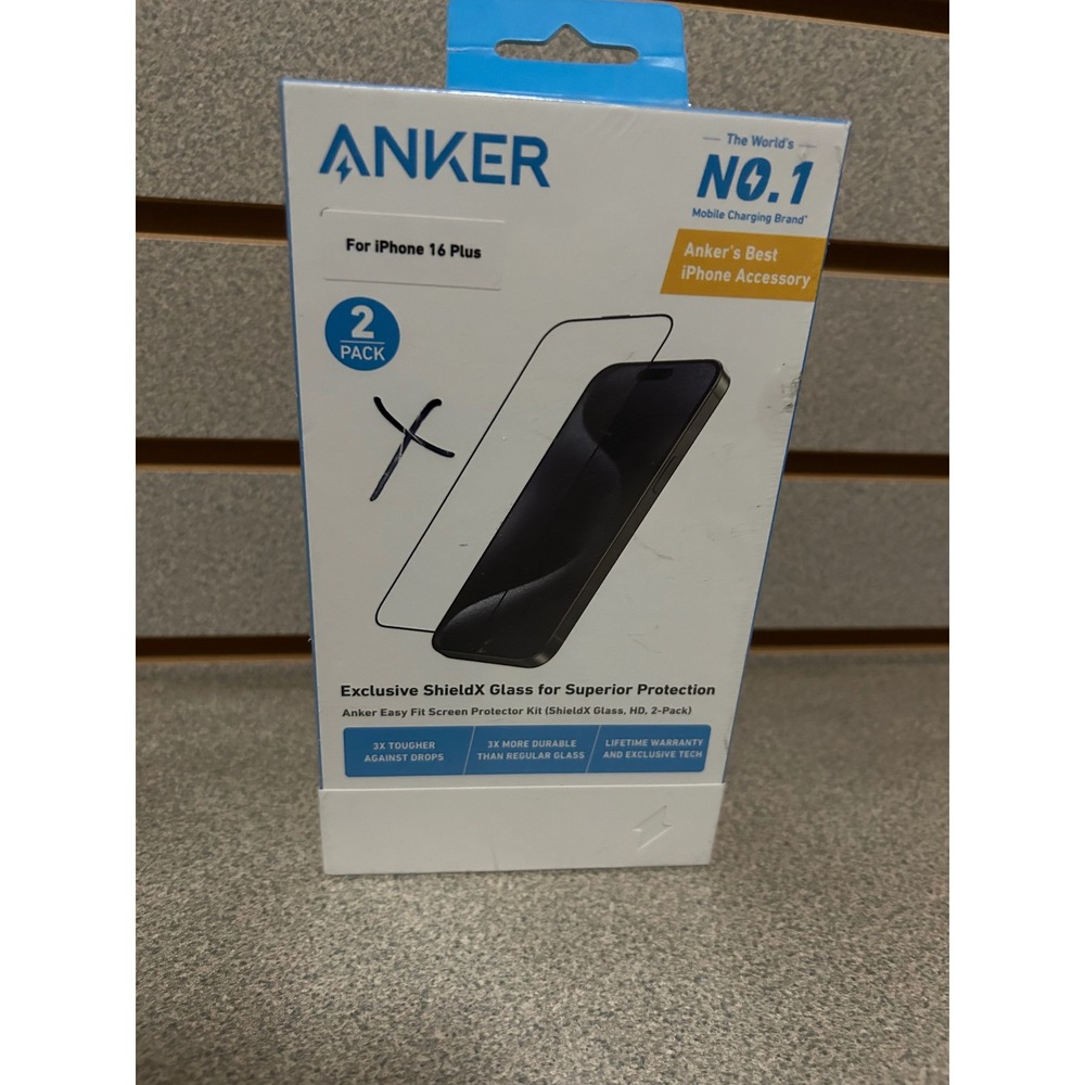 Anker ShieldX Glass Screen Protector 2-Pack for iPhone 16 Plus Clear A73C00B1